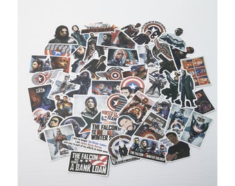 Falcon and the Winter Soldier Stickers | Vinyl Sticker for Laptop, Scrapbook, Phone, Luggage, Journal, Party Decoration | Assorted Stickers