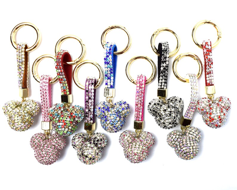 Rhinestone Mickey Mouse Keychain Hidden Mickey Keychain Etsy