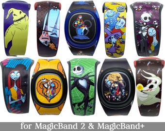 Nightmare Before Christmas Skins for MagicBand 2.0 or MagicBand+ | Jack and Sally Magic Band Decal | Fits Child & Adult Band | Disney World