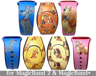 Lady and the Tramp Skins for MagicBand 2.0 or MagicBand+ | Disney Dogs Characters Magic Band Decal | Disney World | Fits Child & Adult Band