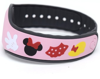 Decalcomanie Minnie Mouse per MagicBand 2 & MagicBand+ / Adesivo in vinile per cinturini Magic Band / Decorazione personaggio personalizzato per Disney World Trip