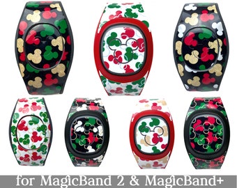 Christmas Mickey Skins for MagicBand 2.0 or MagicBand+ | Holiday Magic Band Decal | Disney Trip Sticker | Fits Child or Adult Band