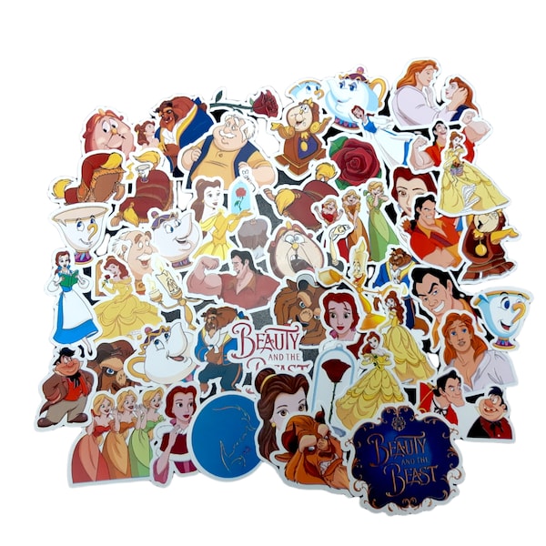 Belle en het beest-stickers | Vinylsticker voor laptop, plakboek, telefoon, bagage, dagboek, feestdecoratie | Diverse stickers