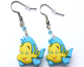 Little Mermaid Flounder Drop Earrings | Flounder Earrings | Disney Earrings | Disney Jewelry | Flounder Jewelry | Gift for Disney Fan