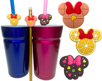 Minnie Snacks Straw Buddies | Disney Pencil Toppers | Birthday Party Loot Bag Favour | Cruise Fish Extender | Gift for Disney Fan | Waffle