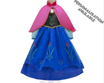 Child Anna Dress | Frozen Princess Costume | Disney World Vacation Outfit | Disneyland Cosplay | Halloween Dress Up Clothes | Let It Go