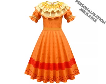 Pepa Dress Child Sizes | Encanto Costume | Disney World Vacation Outfit | Disneyland Cosplay | Halloween Dress Up Clothes |  Madrigal