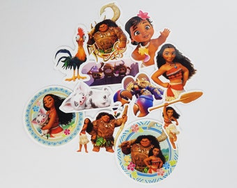 Moana Stickers | Vinyl Sticker for Laptop, Scrapbook, Phone, Luggage, Journal, Party Decoration | Disney Characters | Assorted Stickers