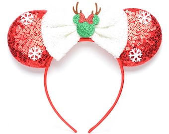 Christmas Minnie Ears | Winter Holiday Snowflakes & Reindeer Minnie | Ready to Ship!