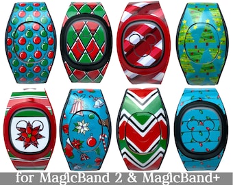 Christmas Skins for MagicBand 2.0 or MagicBand+ | Holiday Magic Band Decal | Disney Trip Sticker | Fits Child or Adult Band | Snowflakes