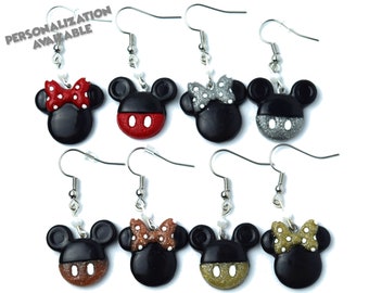 Mickey and Minnie Drop Earrings | Gold, Silver, Rose Gold and Red Minnie and Mickey Earrings | Mickey Mouse Earrings | Minnie Mouse Earrings