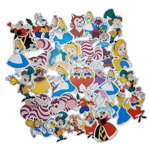 Alice in Wonderland Stickers | Vinyl Sticker for Laptop, Scrapbook, Phone, Luggage, Journal, Party Decoration | Assorted Stickers