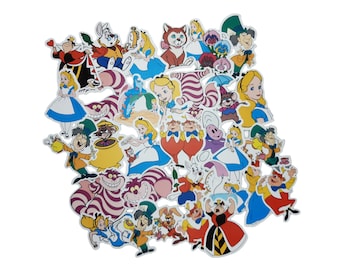 Alice in Wonderland Stickers | Vinyl Sticker for Laptop, Scrapbook, Phone, Luggage, Journal, Party Decoration | Assorted Stickers