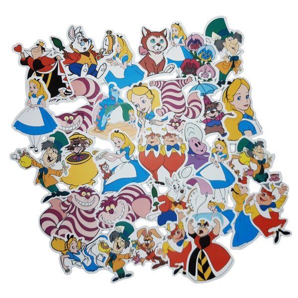 Stickers Alice au pays des merveilles | Sticker vinyle pour ordinateur portable, scrapbooking, téléphone, bagage, journal, décoration de fête | Autocollants assortis