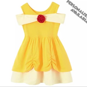 Child Belle Dress | Beauty & the Beast Costume | Disney World Vacation Outfit | Disneyland Cosplay | Halloween Dress Up Clothes | Fabric