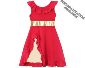 Child Elena of Avalor Dress | Princess Costume | Disney World Vacation Outfit | Disneyland Cosplay | Halloween Dress Up Clothes | Cotton