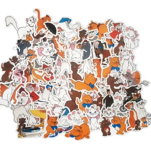 Aristocats Stickers | Vinyl Sticker for Laptop, Scrapbook, Phone, Luggage, Journal, Party Decoration | Assorted Stickers