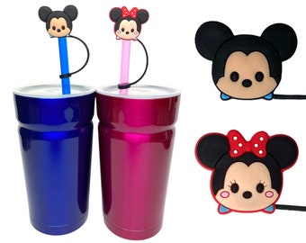 Cute Mickey & Minnie Mouse Straw Lid | Disney Straw Topper | Tumbler Decoration | Party Gift Loot Bag | Cruise Fish Extender