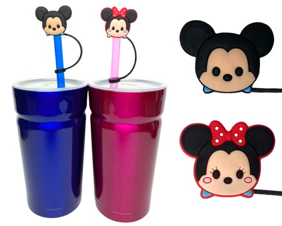 Tsum Tsum Style Mickey & Minnie Mouse Straw Lid Disney Straw