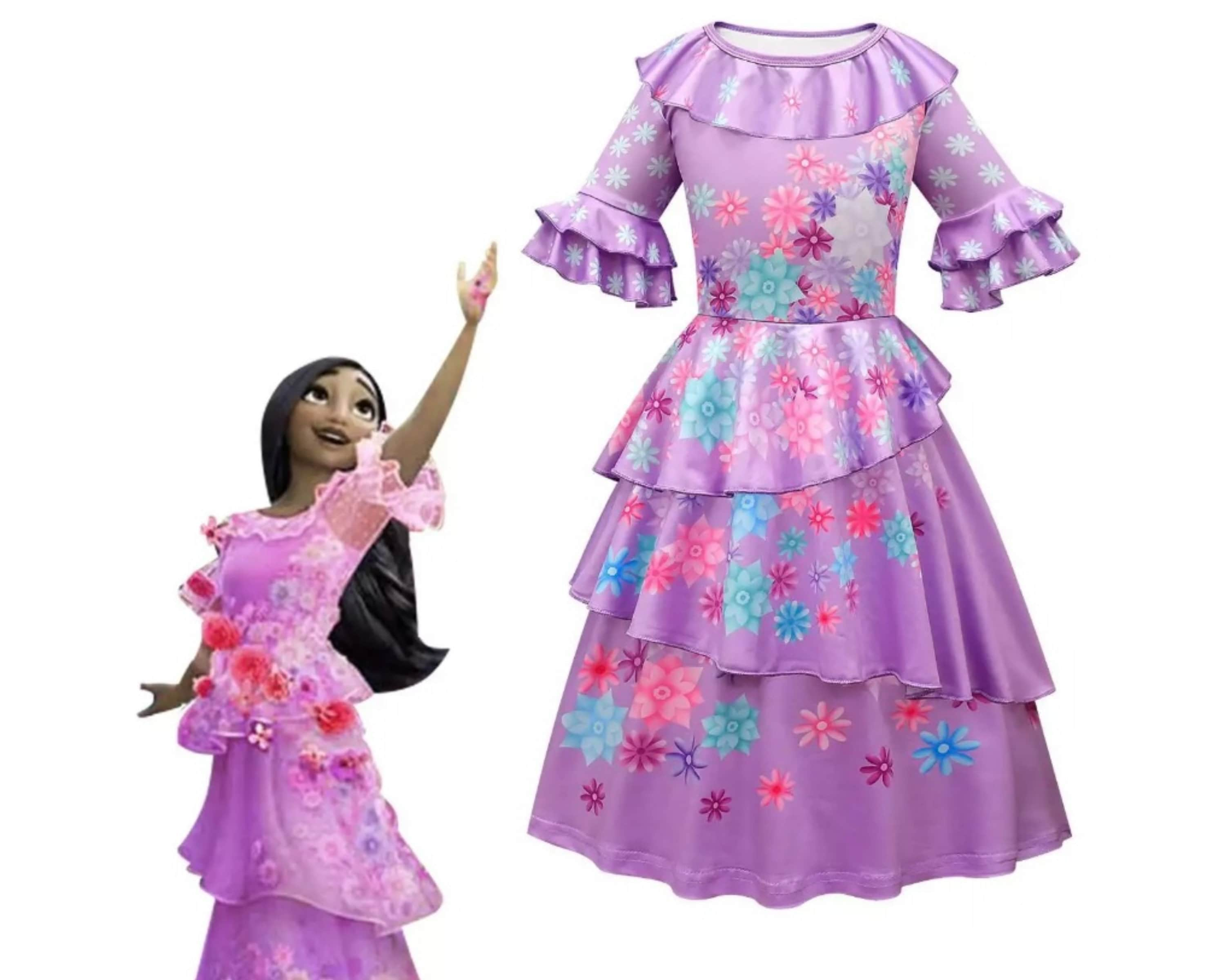 New Disney Encanto Movie Isabela Dress Costume For Girls- Fits