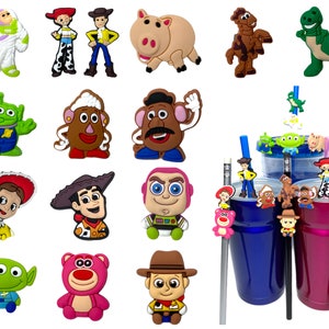 Toy Story Stroh Freunde | Bleistift Topper | Woody, Buzz, Jessie, Hamam, Rex, Potatohead, Bullseye, Lotso, Alien, Little Green Men | Beute Tasche