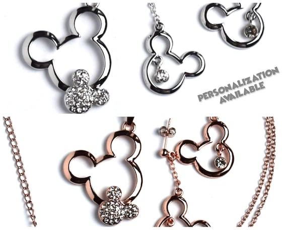 Parure de bijoux DISNEY PARKS collier et boucles d'oreilles cristau