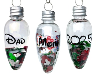 Personalized Mickey Mouse Christmas Light Ornament | Plastic Tree Decoration | Souvenir Display | Gift for Disney World, Disneyland Fan