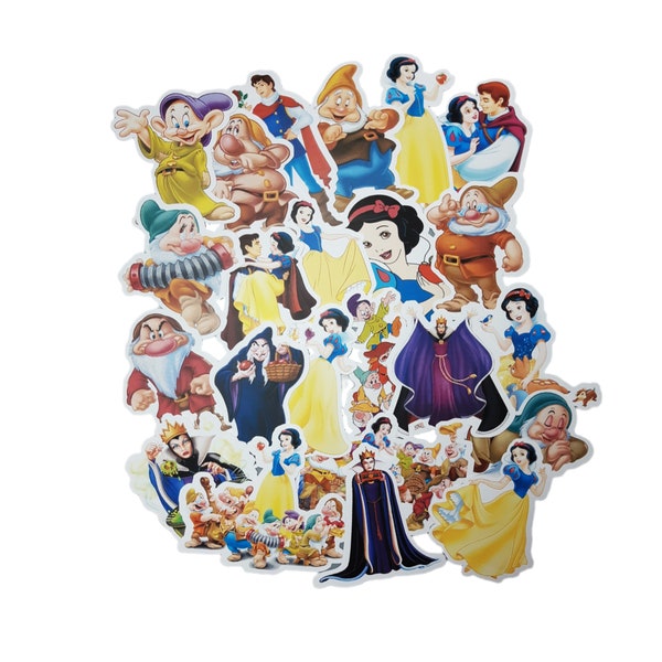 Snow White Stickers | Vinyl Sticker for Laptop, Scrapbook, Phone, Luggage, Journal, Party Decoration | Assorted Stickers