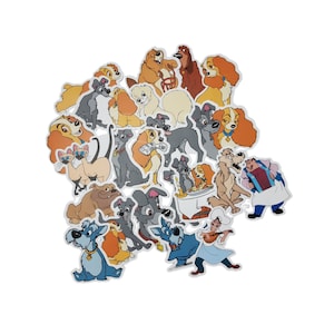 May include: A collection of die-cut stickers featuring various animated dog characters, including a spaniel, a terrier, and a bulldog, alongside a chef character. The colorful illustrations depict the dogs in different poses and social interactions.