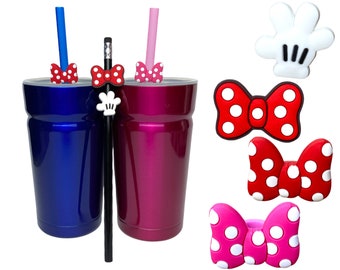 Minnie Bow & Mickey Glove Straw Buddies | Disney Pencil Topper | Birthday Party Loot Bag Gifts | Tumbler Decoration | Prizes or Rewards