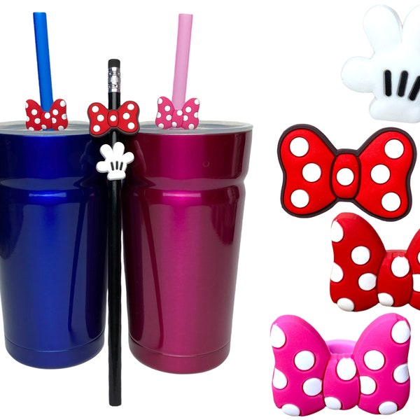 Minnie Bow & Micky Handschuh Straw Buddies | Disney Bleistift Topper | Geburtstagsparty Loot Bag Geschenke | Becher Dekoration | Preise oder Belohnungen