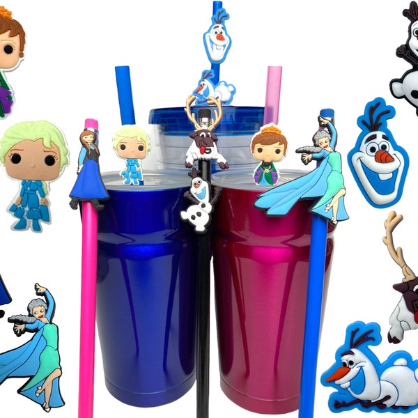 Frozen Straw Buddies | Anna, Elsa, Olaf, Sven Pencil Topper | Disney Princess | Gift or Party Grab Bag | Cruise Fish Extender | Themed Party