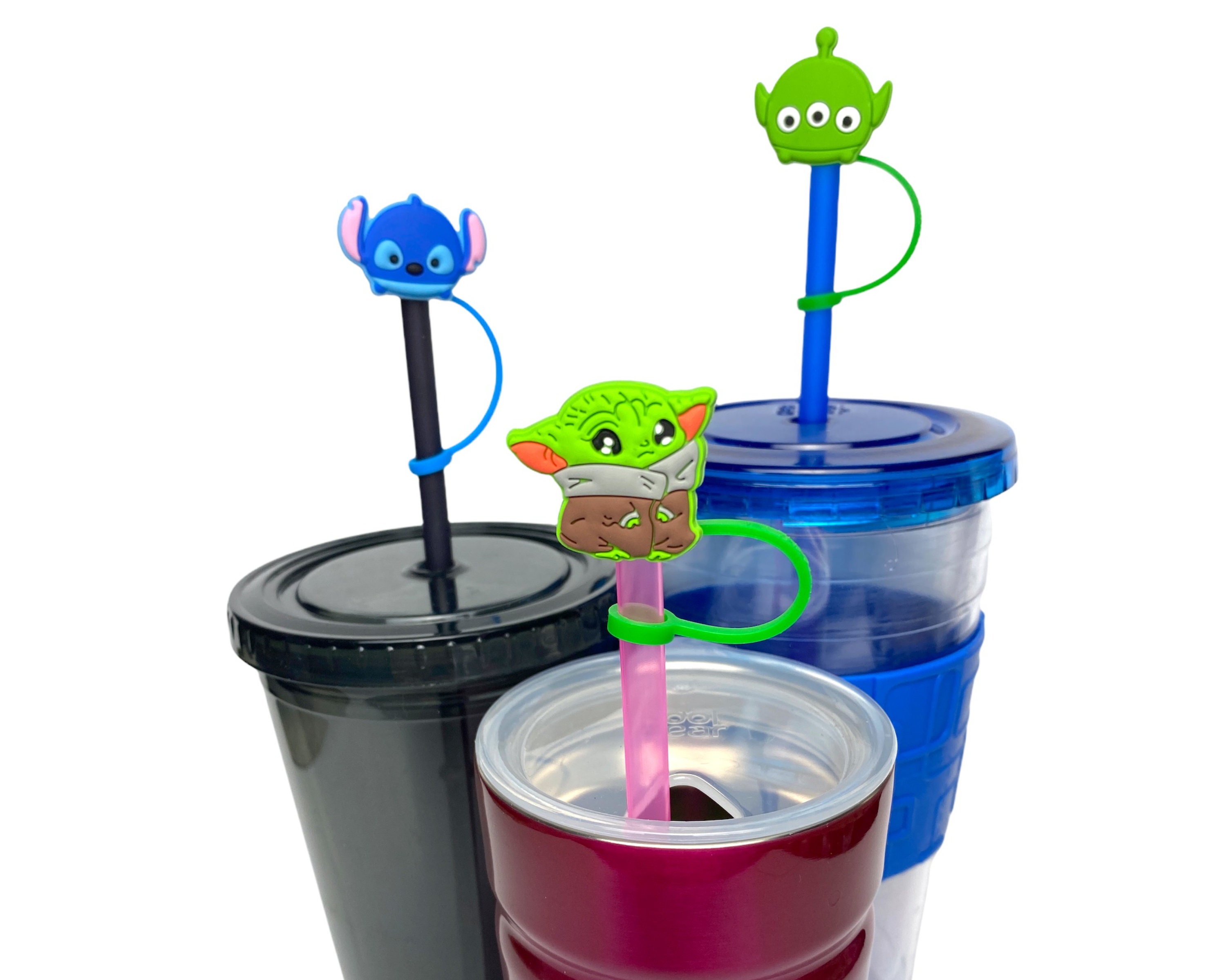 Disney Aliens Straw Lid Stitch Straw Topper Baby Yoda Tumbler Decoration  Toy Story Party Gift Loot Bag Grogu Cruise Fish Extender 