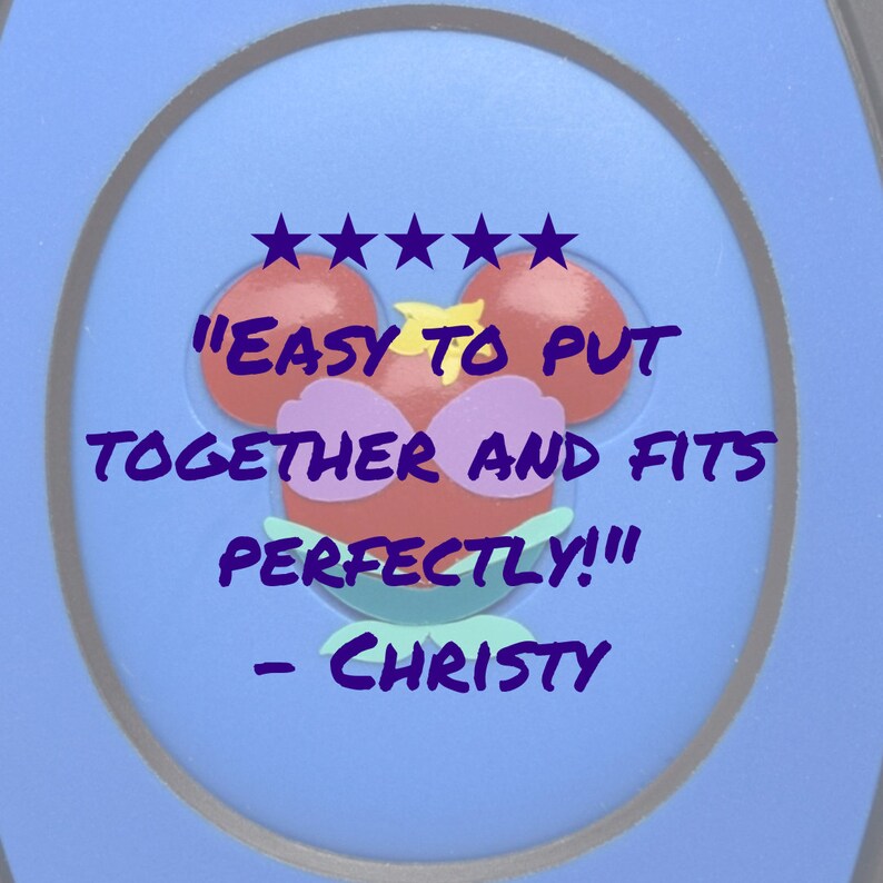 May include: Five stars and a Mickey Mouse head with the text "'Easy to put together and fits perfectly!'".  - Christy