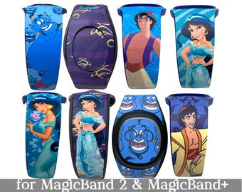 Aladdin Skin for MagicBand 2 or MagicBand+ | Jasmine and Genie Magic Band Decal | Disney Trip | Fits Child & Adult Magic Band