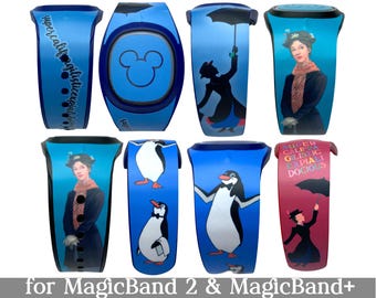 Mary Poppins Skins for MagicBand 2.0 or MagicBand+ | Penguins Magic Band Decal | Disney World, Disneyland Trip| Fits Child & Adult Band