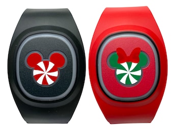 Peppermint Mickey or Minnie Decal for MagicBand 2 or MagicBand+ | Christmas Vinyl Sticker for Magic Band | Holiday Decoration Disney World