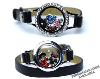 Disney Floating Charm Bracelet | Mickey Mouse Floating Charm Bracelet | Minnie Charm Bracelet | Disney Birthstone Floating Charm Bracelet |