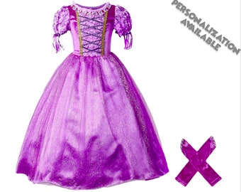 Child Rapunzel Dress | Tangled Princess Costume | Disney World Vacation Outfit | Disneyland Cosplay | Halloween Dress Up Clothes