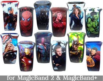 Avengers Skins for MagicBand 2.0 or MagicBand+ | Captain America, Black Panther Magic Band Decal | Fits Child & Adult Band | Disney World