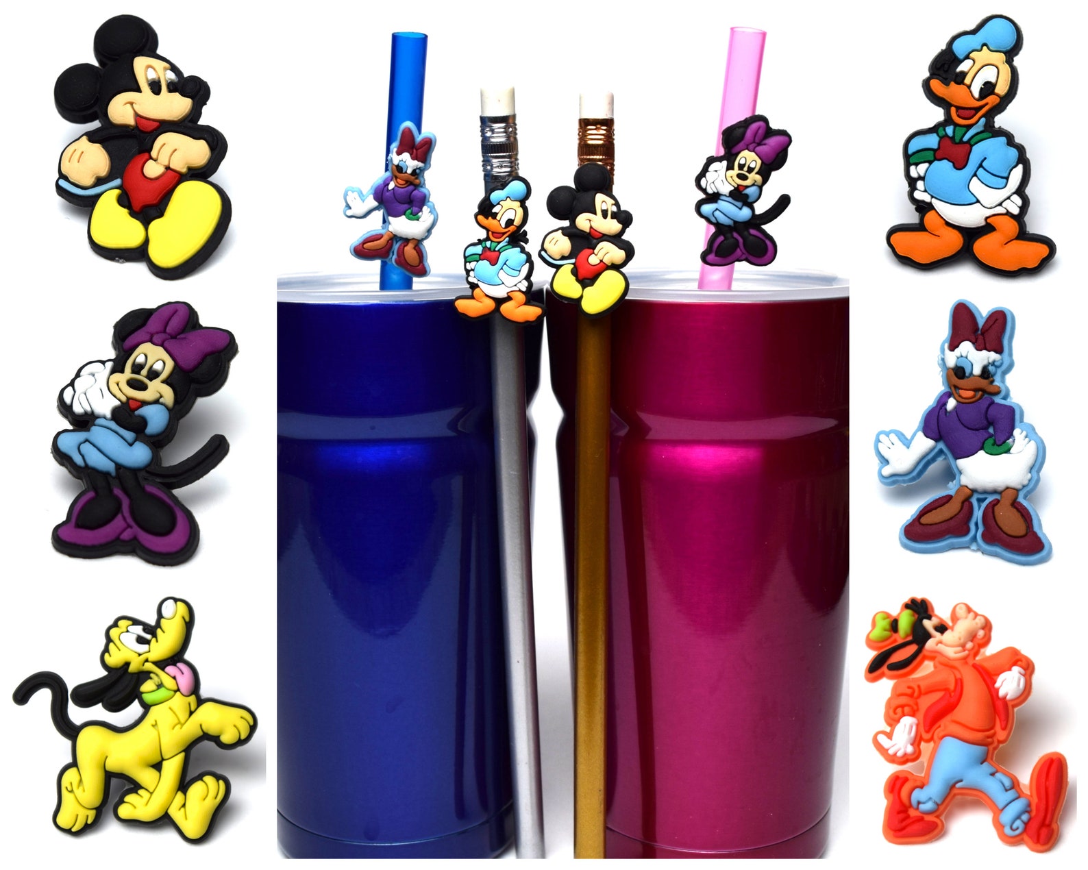 Fab 6 Disney Straw Buddies Mickey Mouse Straw Buddy Minnie Etsy