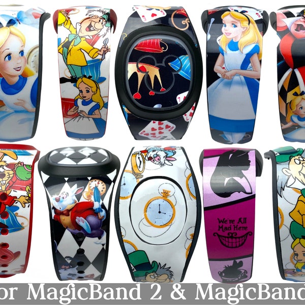 Alice in Wonderland Skin for MagicBand 2.0 or MagicBand+ | Mad Hatter Magic Band Decal | Disney World Trip | Fits Child & Adult Band for WDW