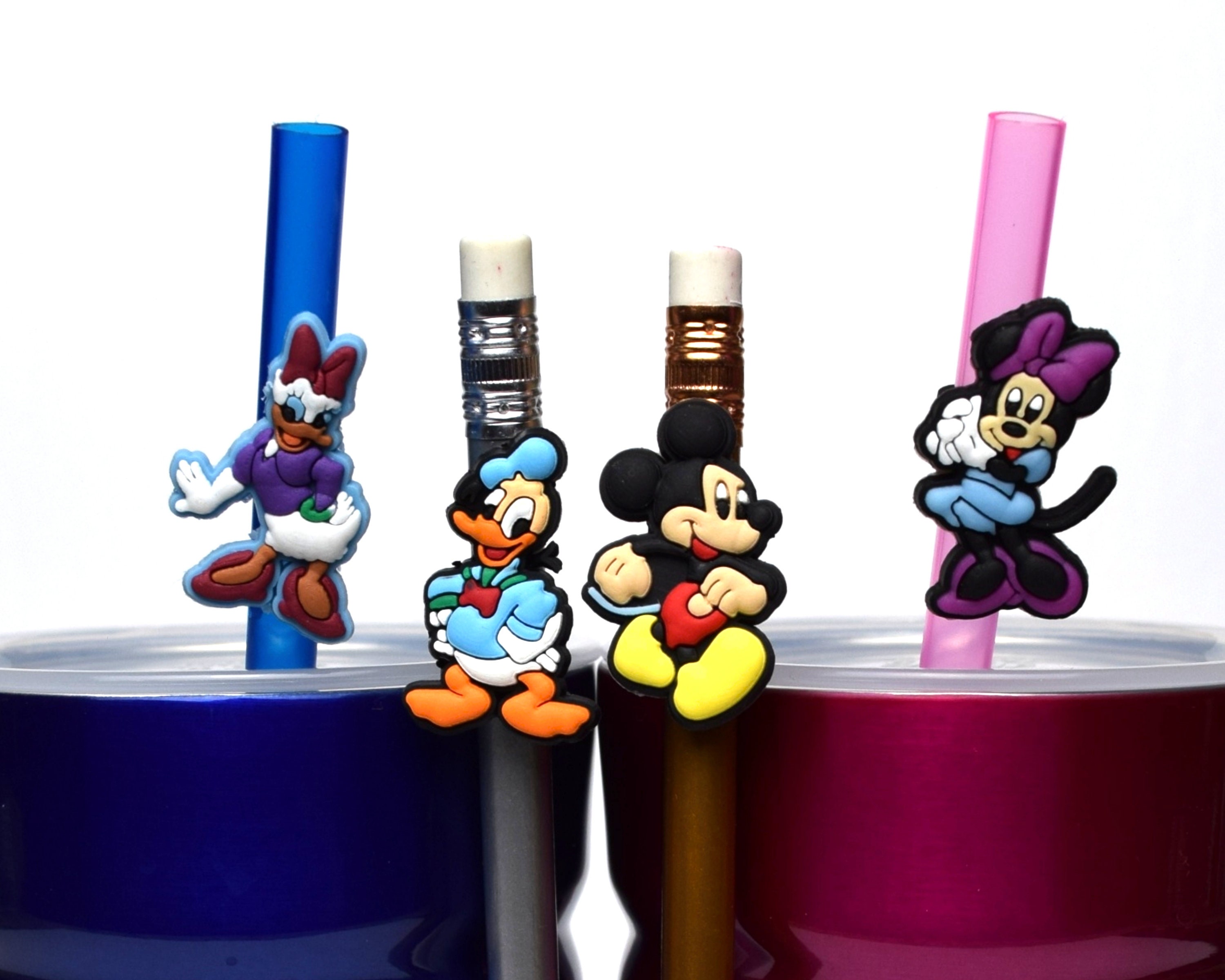 Fab 6 Disney Straw Buddies Mickey, Minnie, Donald, Daisy, Goofy and Pluto
