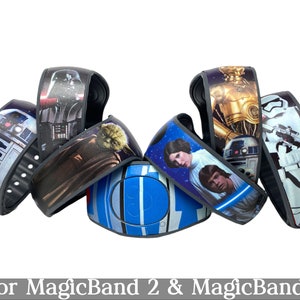 Star Wars Skins for MagicBand 2.0 or MagicBand+ | Darth Vader, Luke, Leia, R2D2 Magic Band Decal | Disney World | Fits Child & Adult Band