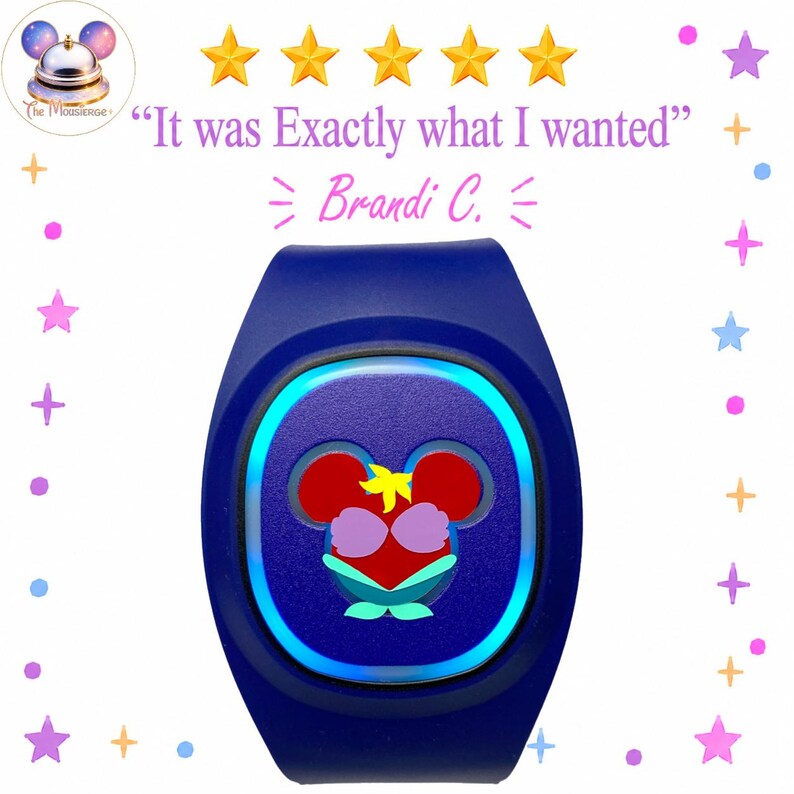 Ariel Decal for MagicBand 2 or MagicBand+ | Magic Band Decal | Little Mermaid Vinyl Sticker for Mickey | Decoration for Disney World Trip image 2