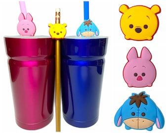 Cute Winnie the Pooh Straw Buddies | Eeyore, Piglet Pencil Topper | Party Gift Bag | Disney Cruise Fish Extender | Loot Bag Accessories