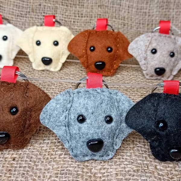 Labrador, Retriever, Labs, dogs, puppies, hand-made, felt, key-ring, key-chain, bag-charm, magnet, fox red, silver lab, charcoal lab