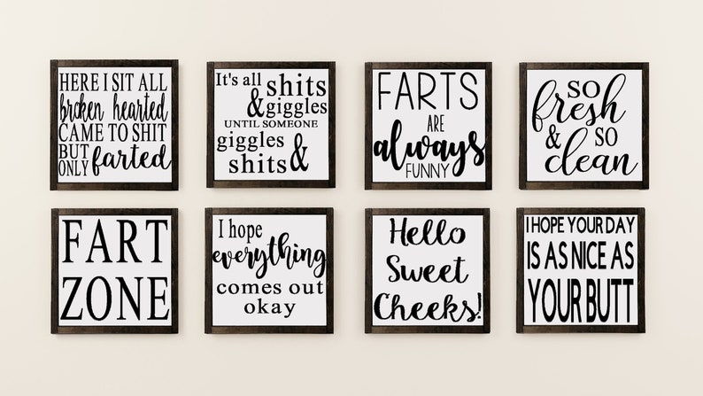 bathroom signs / wood signs / home decor / bathroom decor / square signs /  funny signs / have a nice poop / would poop here again