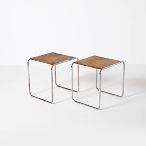 Pair of Marcel Breuer attributed bauhaus side tables, Czechoslovakia, 1930s