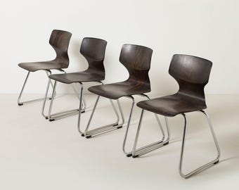 1 of 12 Elmar Flototto Pagholz chair, pagwood and chromed steel, 1970s